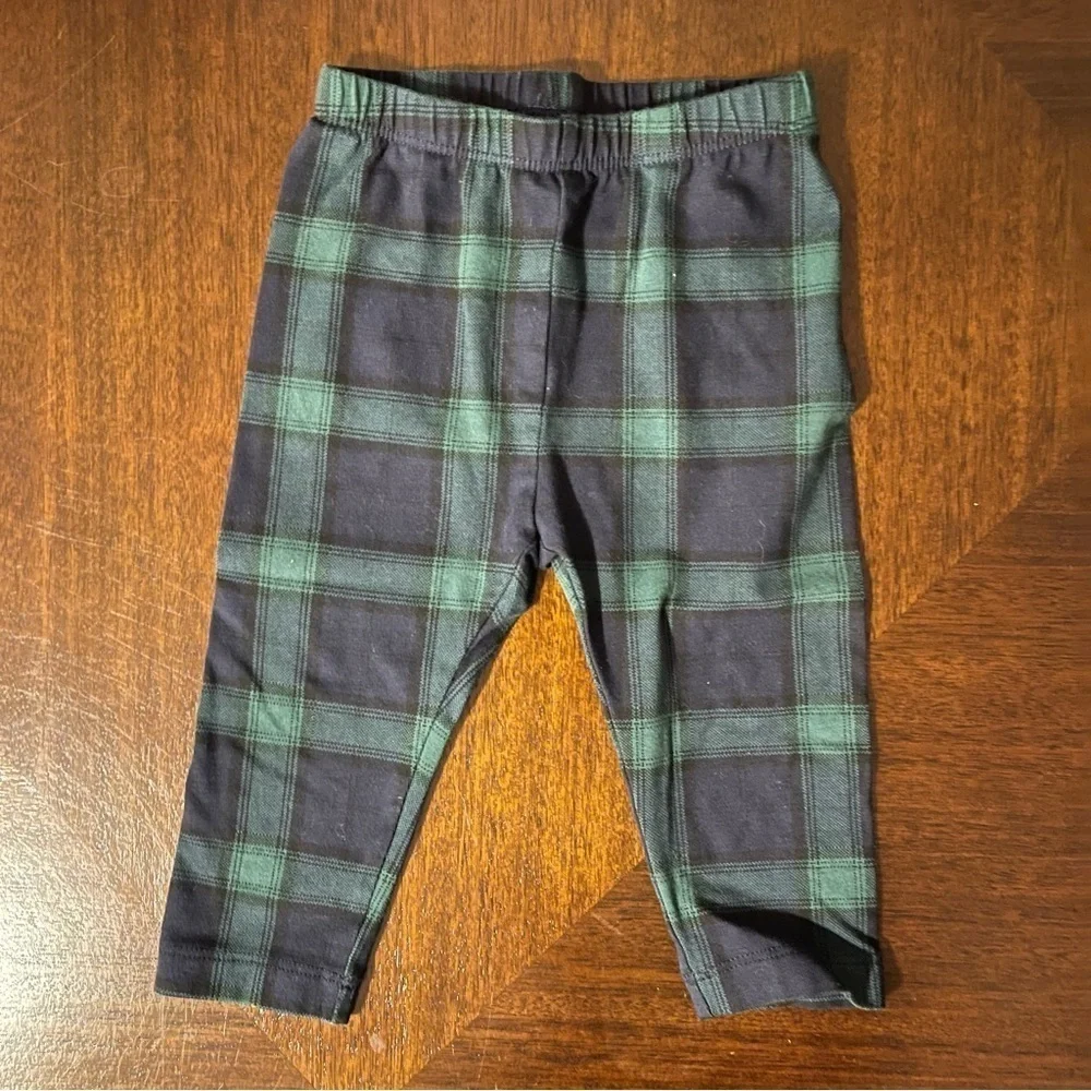 Gap | 2 piece long sleeve “loved” with plaid pants outfit | 6-12 mo